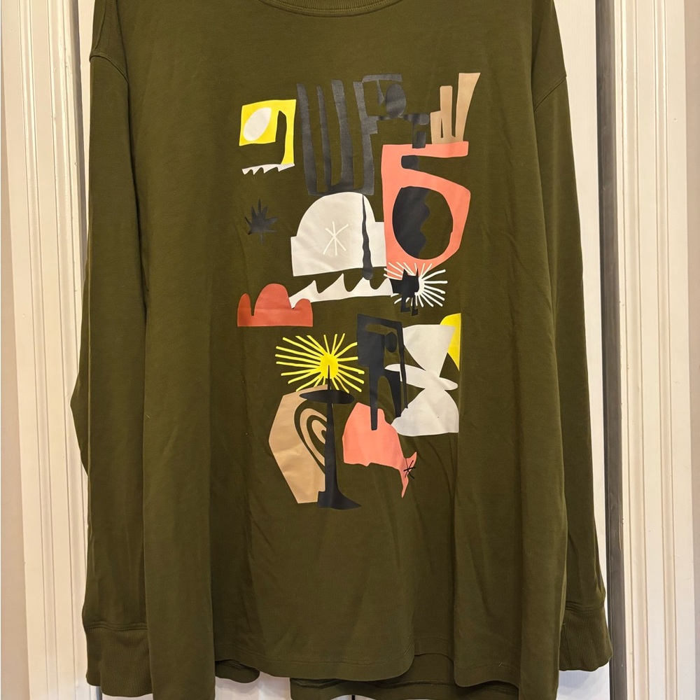 Lululemon Athletica Olive Green Shirt with Yellow Patch